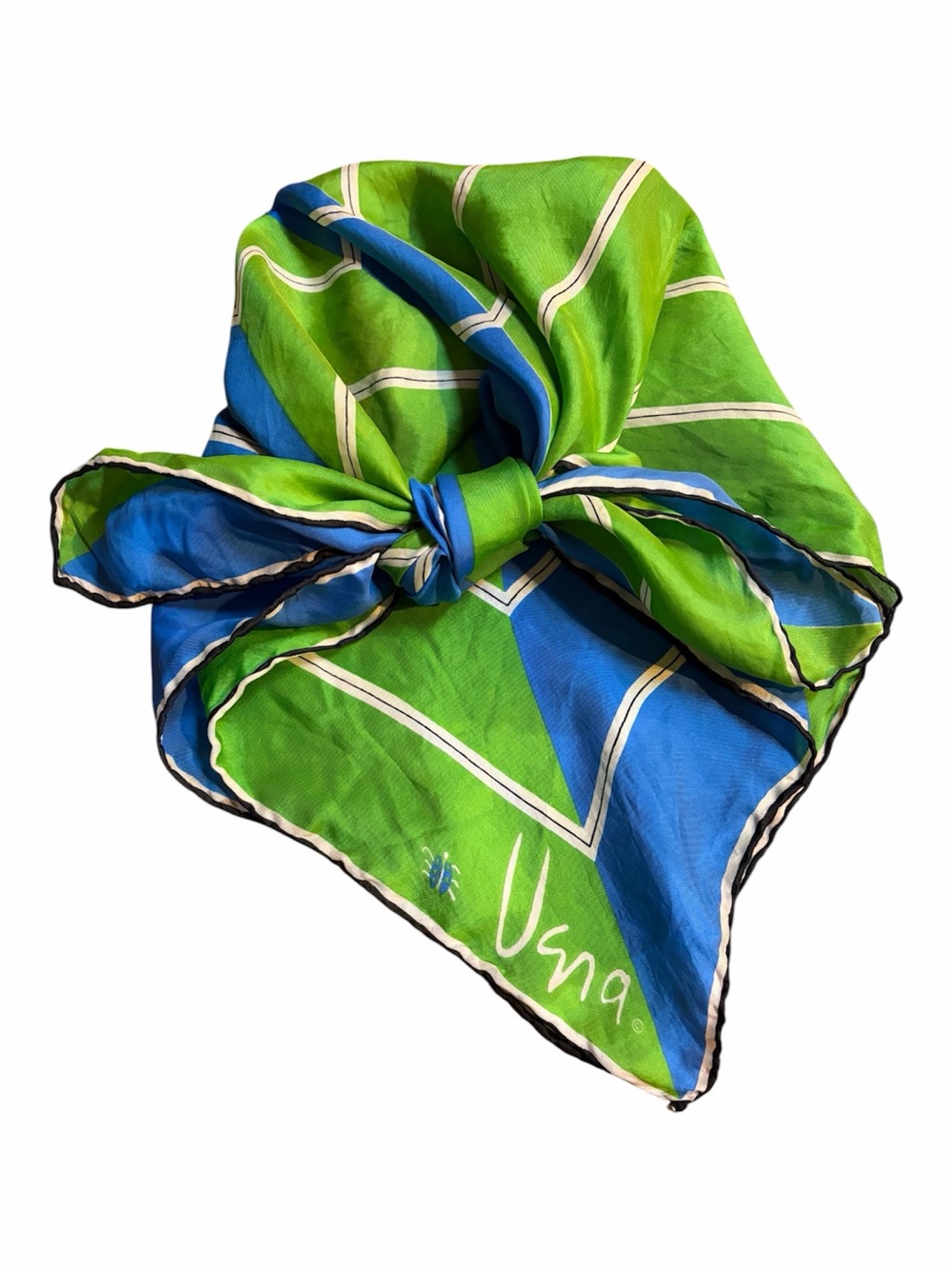 Vera Nuemann Lady Bug Green & Blue Silk Square Scarf
